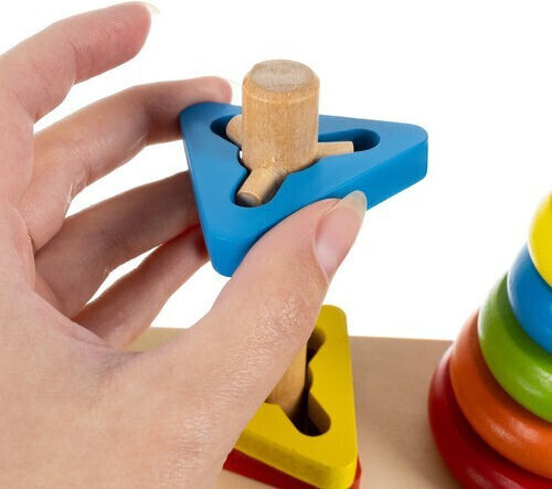 Marionette Wooden Toys Jucărie de Sortare a Formelor Forme Geometrice Și Culori din Lemn pentru 12++ Luni