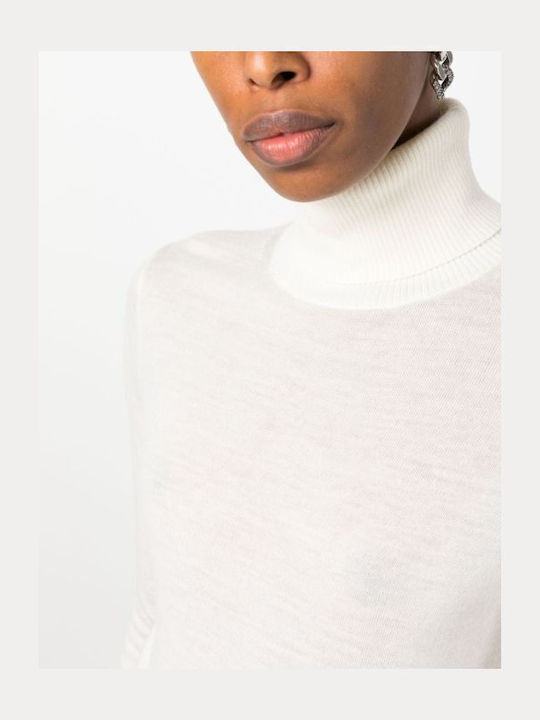 Women's Long Sleeve Sweater Woolen Turtleneck White