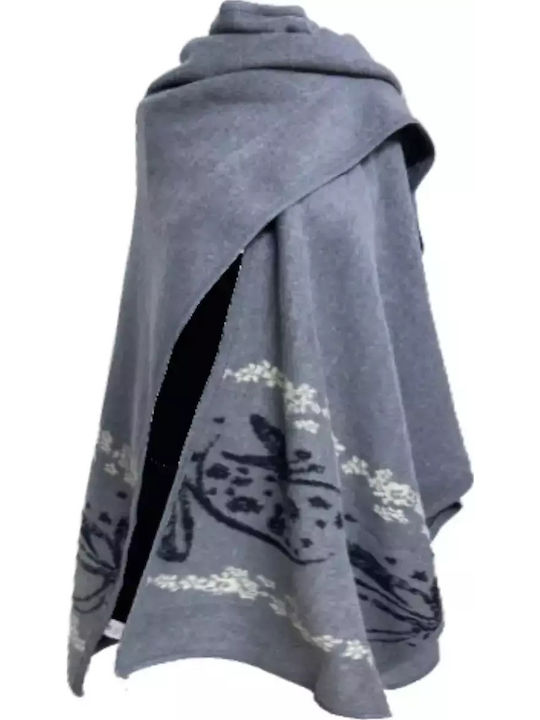 Gray Damen Poncho