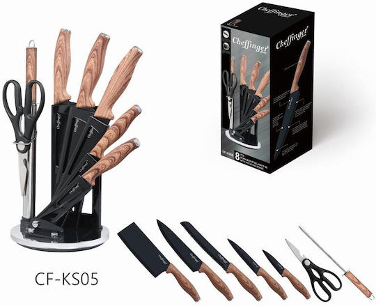Cheffinger Knife Set with Block from Stainless Steel 8pcs