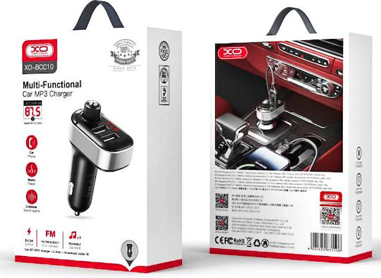 XO FM Transmitter Αυτοκινήτου BCC010 με Bluetooth / Type-C / USB