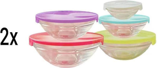 Set Glas-Mittagsboxen Mehrfarbig 18x18cm 10 Stück