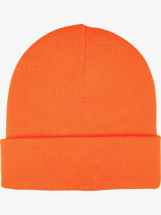 Classic Label Beanie Unisex Beanie Knitted in Orange color