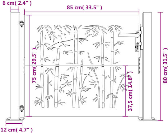 vidaXL Garten Tür für Zaun aus Bamboo in Braun Farbe 1.05m x 80cm