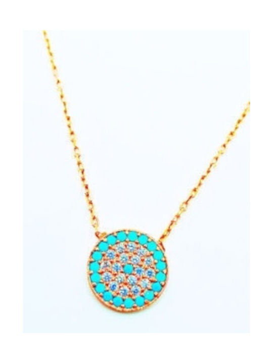 PS Silver Necklace Eye from Gold Plated Silver with Zircon