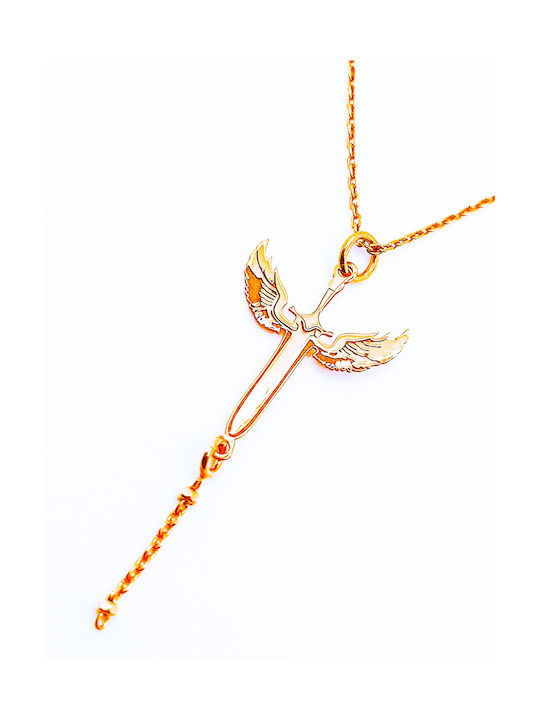 PS Silver Necklace with design Angel from Gold Plated Silver