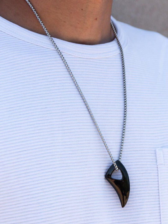 Piercing.gr Gold Plated Steel Necklace Black