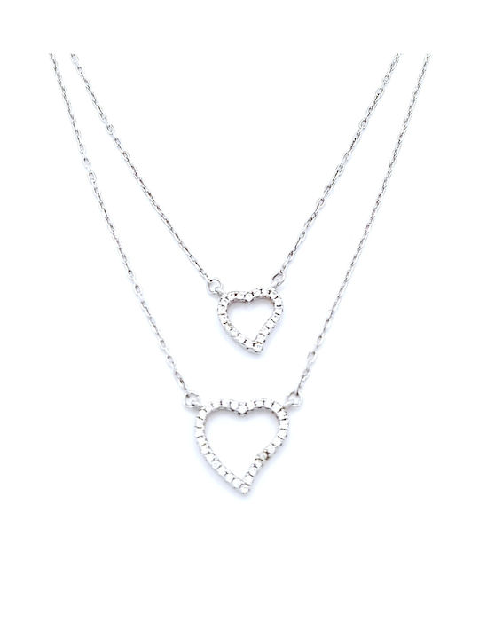 PS Silver Necklace Double from Silver with Zircon