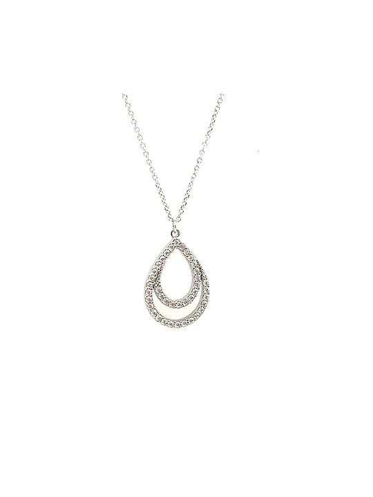 CHrysolithos Necklace Double with design Tear from White Gold 14K