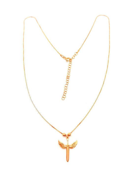 PS Silver Necklace with design Angel from Gold Plated Silver