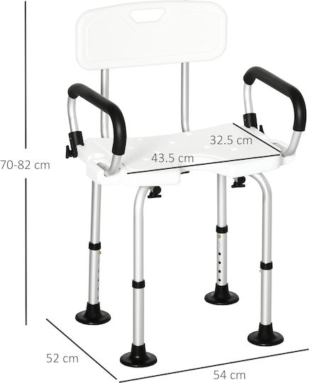 HomCom Toilettenstuhl mit Rückenlehne 713-117V00WT