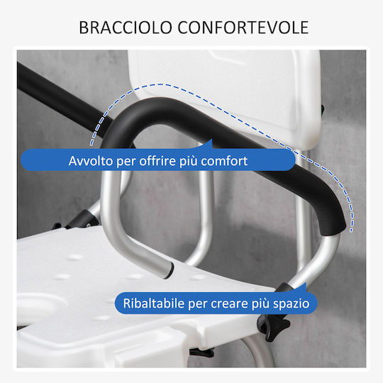 HomCom Toilettenstuhl mit Rückenlehne 713-117V00WT