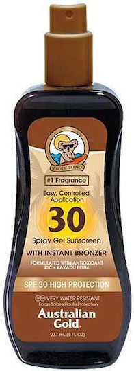 Australian Gold Gel Cu Bronzer Instant Ulei Pentru Corp Waterproof Produs Cu Protecție Solară SPF30 În Spray 237ml