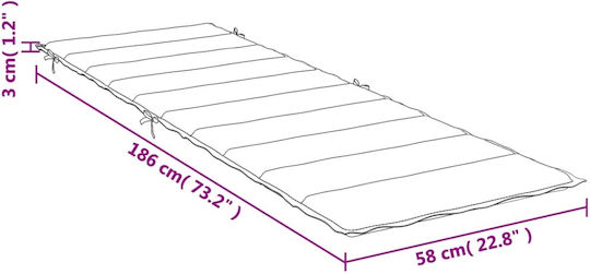 vidaXL Turquoise Sunbed Cushion with Backrest 186x58cm