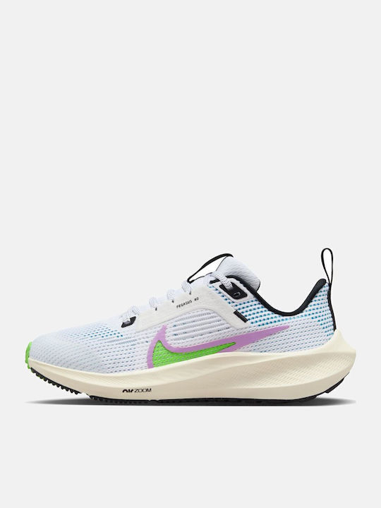 Air Zoom Pegasus 40 Se Kids Sports Shoes Running with Laces White