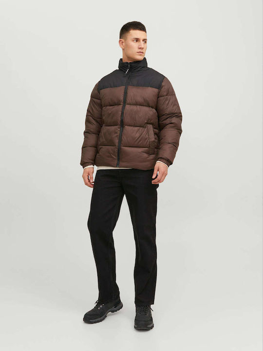 Jack & Jones Men's Winter Puffer Jacket Brown