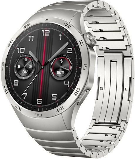 Huawei Watch GT 4 Edelstahl 46mm Wasserdicht mit Pulsmesser (Grey Stainless Steel Strap)