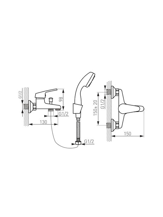 Ferro Smile Mixing Shower Shower Faucet Complete Set Silver