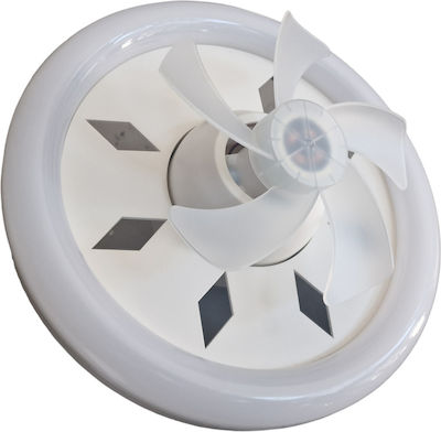 Ventilator de Tavan 30cm cu Lumină și Telecomandă Alb