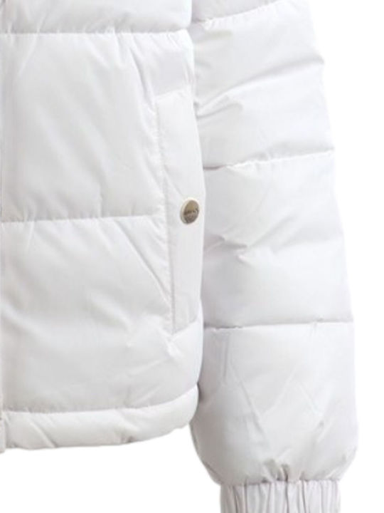 Imbottito Women's Short Puffer Jacket for Winter White