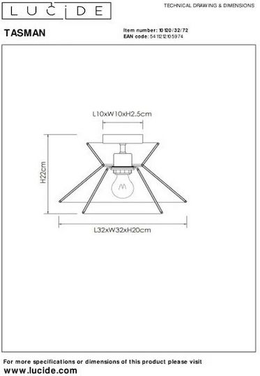 Lucide Lightning Deckenleuchte Braun mit Fassung E27