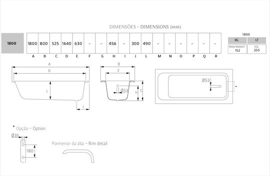 Recor Badewanne Gusseisen 180x80cm Recor Badewanne Gusseisen 180x80cm