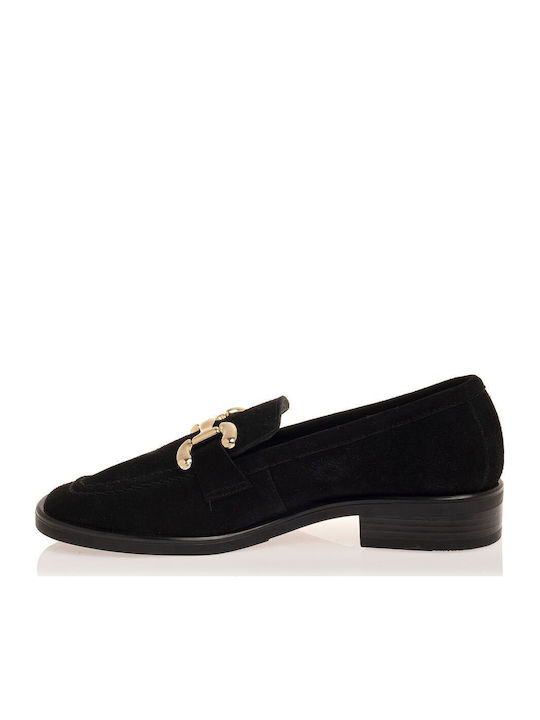 Δερμάτινα Γυναικεία Loafers σε Μαύρο Χρώμα