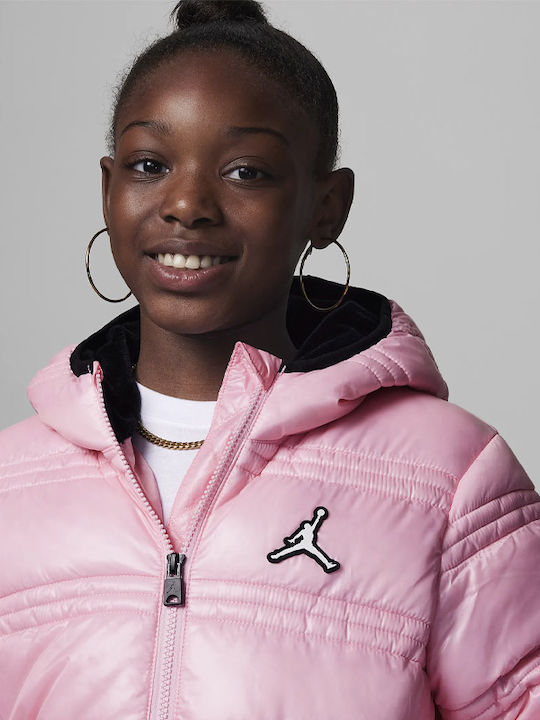 Kids' Quilted Jacket Short with Hood Fuchsia