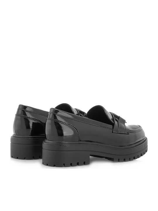 Лачени Дамски Loafers в Черен Цвят