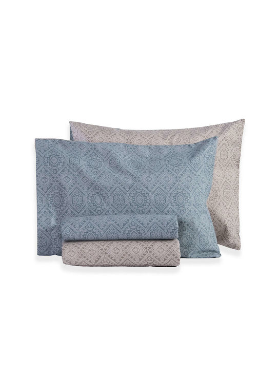 Nef-Nef Homeware Sheet Sets Single Flannel 160x260cm. Clover Blue 3pcs