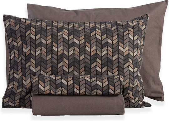 Nef-Nef Homeware Stream Σετ Σεντόνια Μονά Φανελένια 160x260εκ. Γκρι (3τμχ)