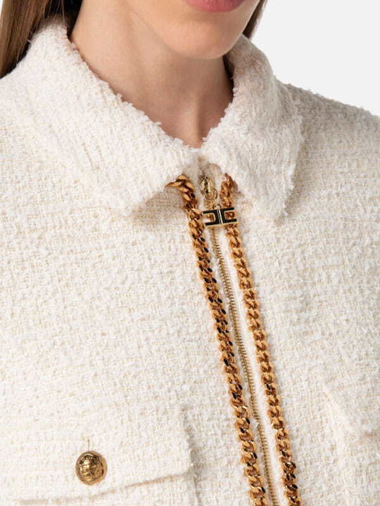 Elisabetta Franchi Blazer pentru femei Tweed Sacou Alb