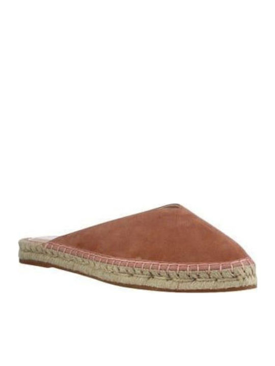 Flat Suede Mules in Tabac Brown Color