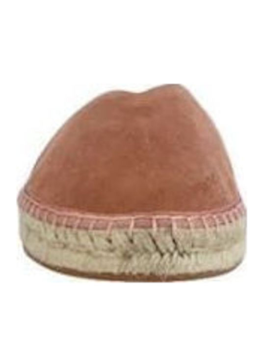 Flat Suede Mules in Tabac Brown Color