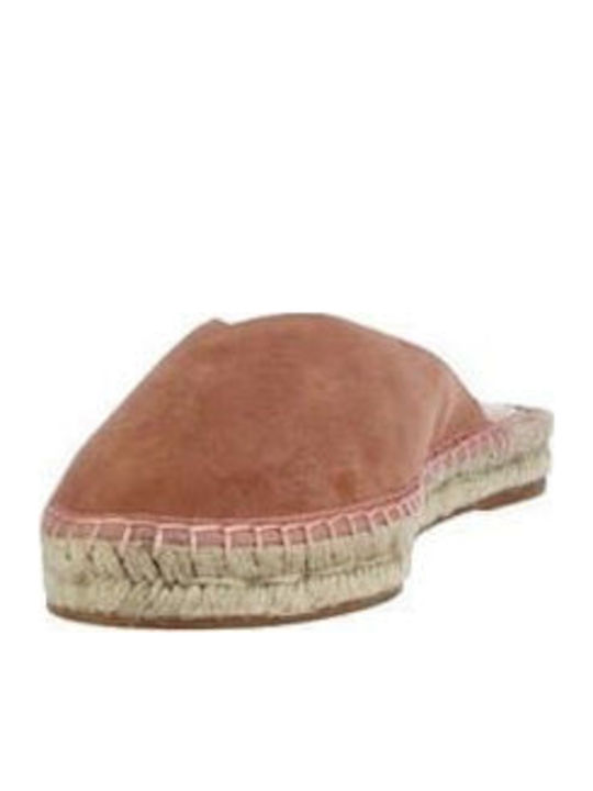 Flat Suede Mules in Tabac Brown Color