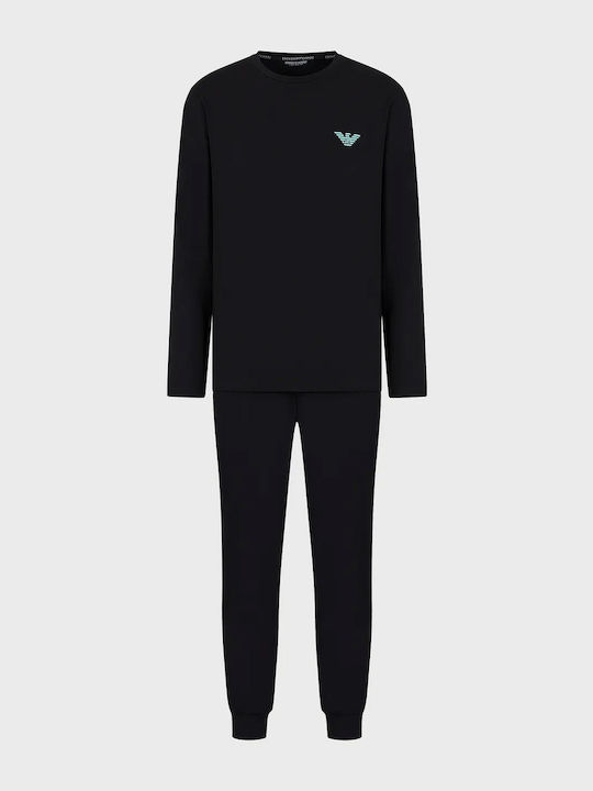 Emporio Armani Winter Herrenpyjama Baumwollene Schwarze