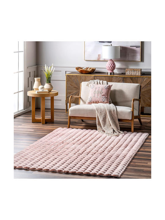 Saray Home Solid Design Modern Bedroom Rugs Set Powder FUR3D-512PN-SET 3pcs