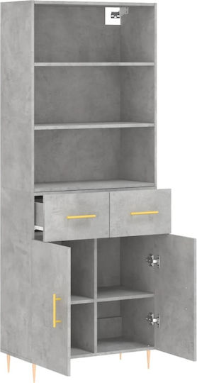 Bibliotecă Gri 69,5x34x180 cm