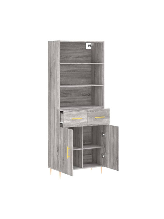 Bookcase Gray 69.5x34x180cm