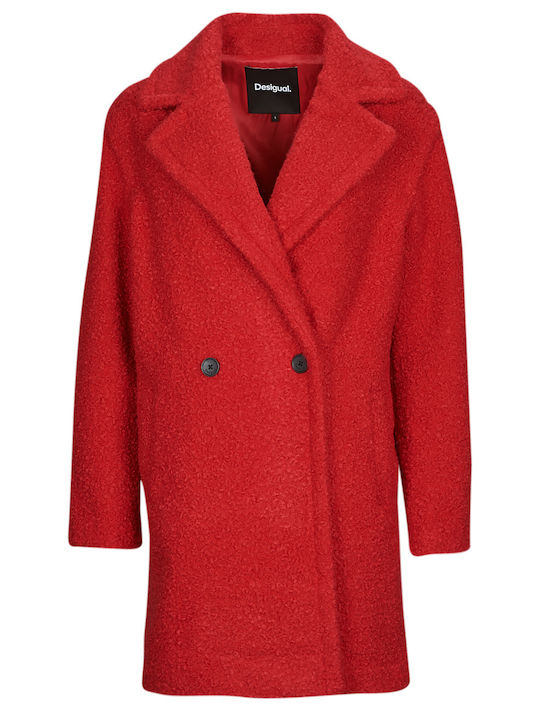 London Women's Red Coat with Buttons