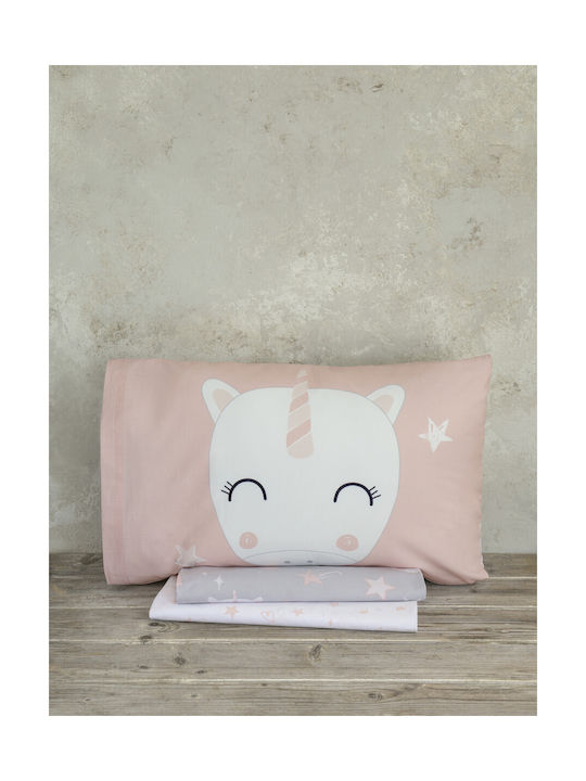 Nima Angel Set Kids Duvet Cover Single with Pillowcase Cotton Gray 160x240cm