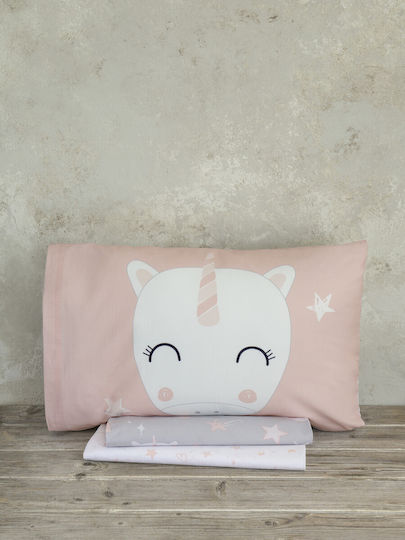 Nima Angel Set Kids Duvet Cover Single with Pillowcase Cotton Gray 160x240cm