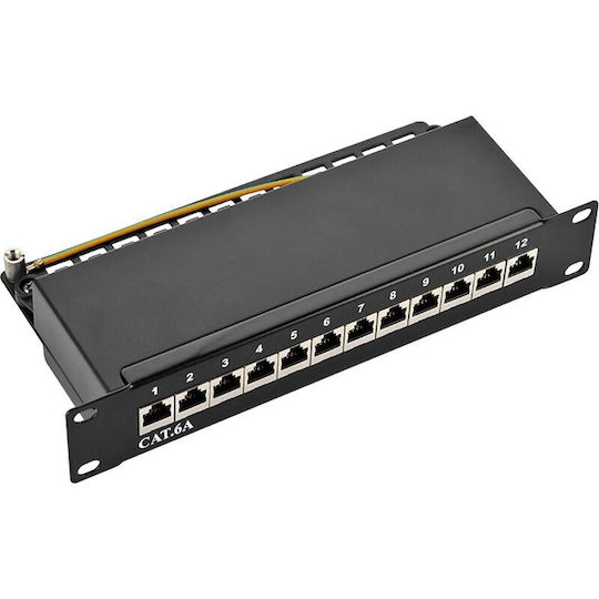 LogiLink Екраниран пач панел за рафт 1U 10" Черен