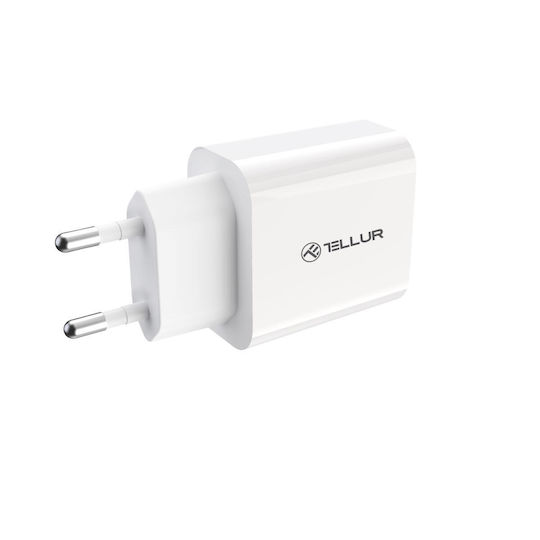 Tellur Ladegerät ohne Kabel mit USB-A Anschluss 18W Schnellaufladung 3.0 Weißs (TLL151401)