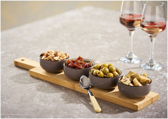 Espiel Porcelain Dessert Divided Serving Tray with 4 Slots Gray Ø10cmxY10cm 10x10x10cm