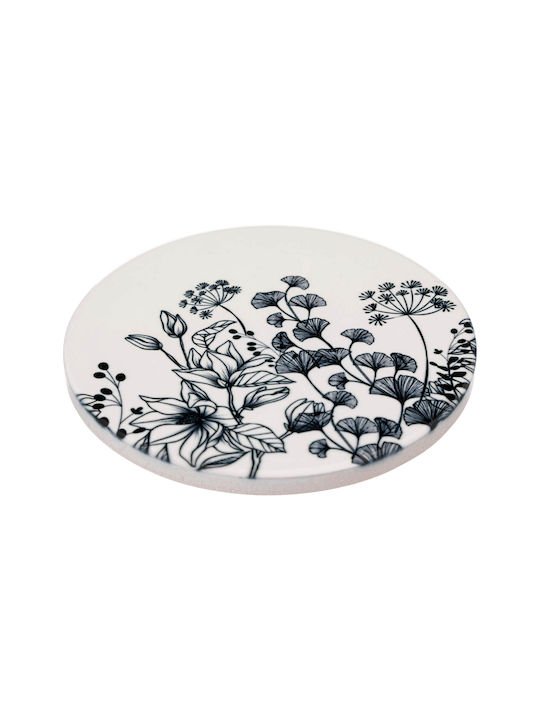 Spitishop Round Ceramic White Coasters 4pcs