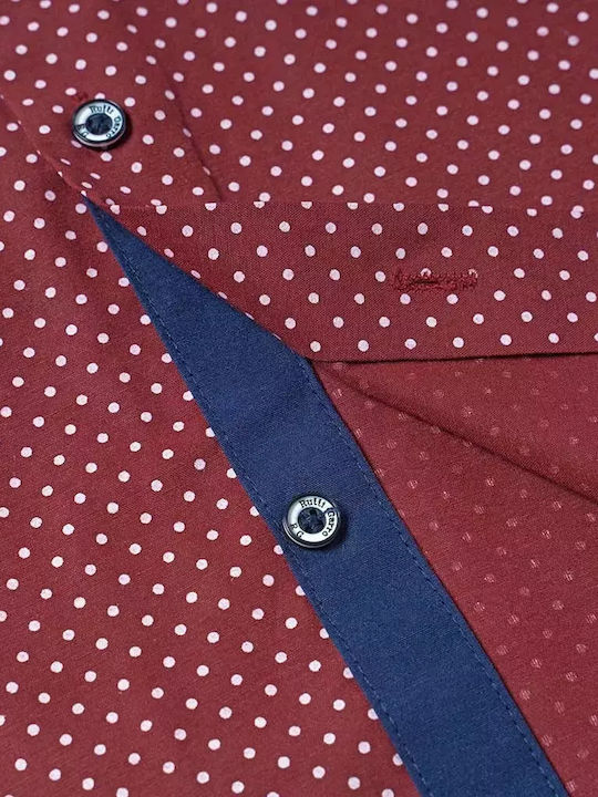 Kids Polka Dot Shirt Long Sleeve Burgundy