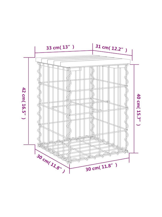 Metallic Cube Garden Stool Outdoor Brown 33x31x42cm