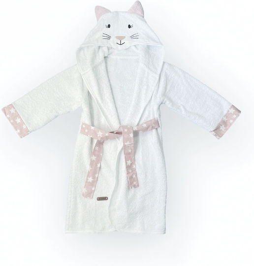 Ely Parker Kids Bathrobe White with Hooded
