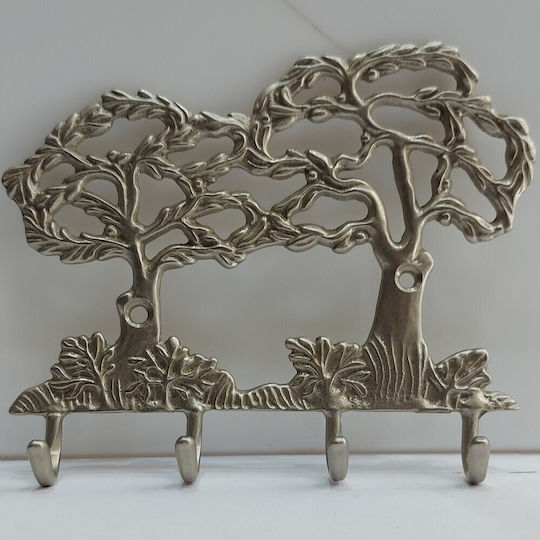 Wandhalterung Metall 4 Haken Gold 16x13cm
